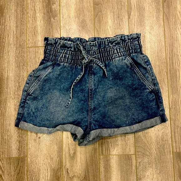 Garage washed blue high rise shorts - Picture 1 of 1